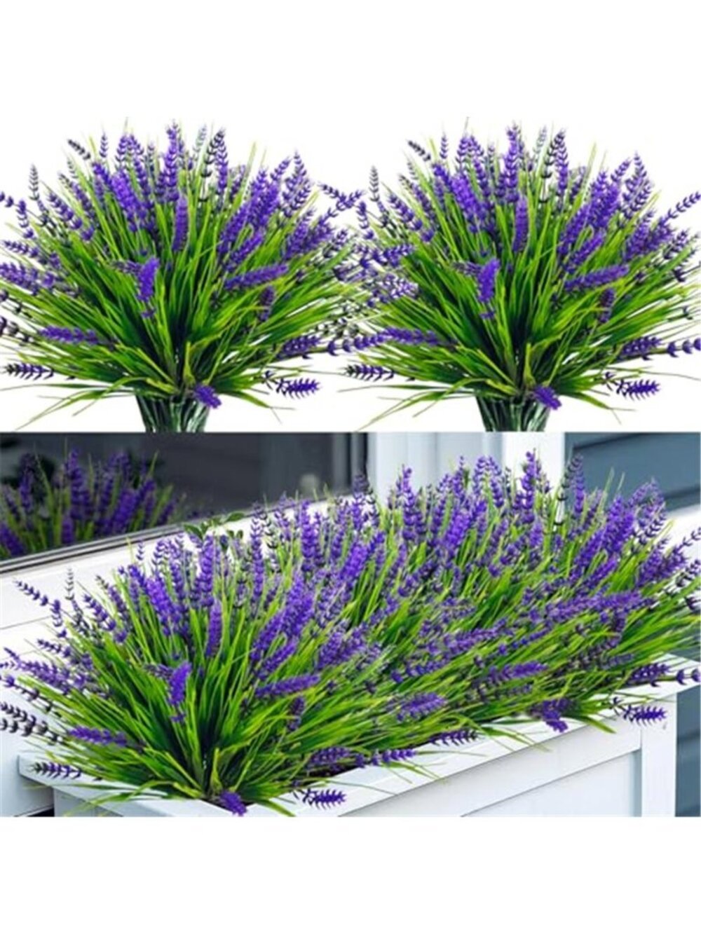 Artificial Lavender Flowers Outdoor UV Resistant Faux Plants 24 Bundles Decor